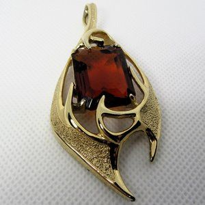 Sarah Coventry Large Amber Topaz Vintage Pendant